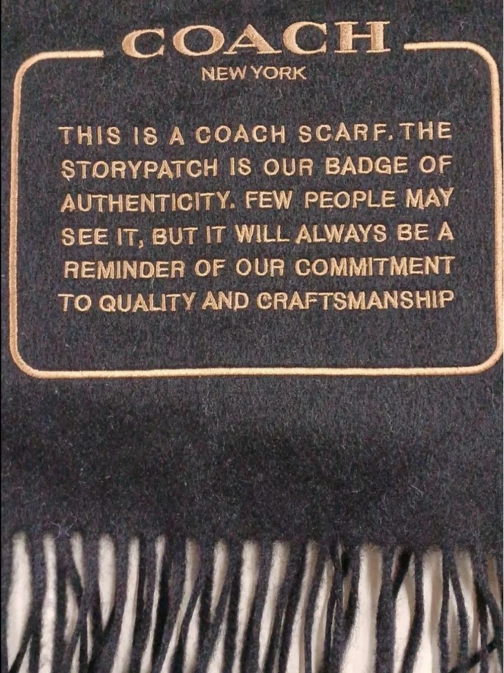 NWT COACH Unisex Embroidered Patch Cashmere Muffler Scarf  Black CB685 - Picture 2 of 2